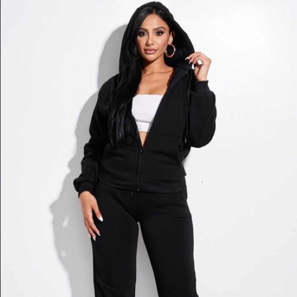 Faux fur jacket and pants set